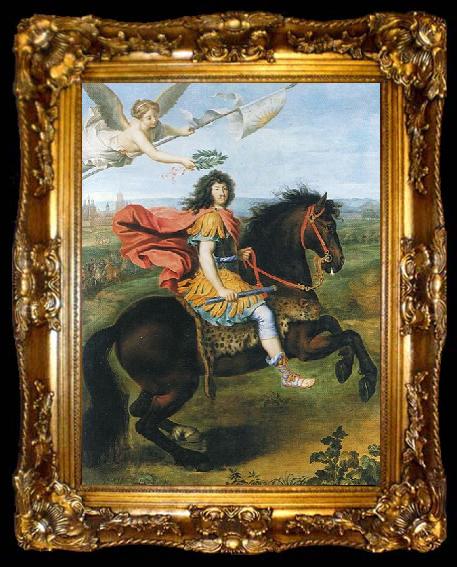 framed  Pierre Mignard Louis XIV of France riding a horse, ta009-2